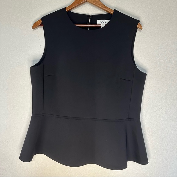 COS Tops - COS Elegant Sleeveless Black Peplum Blouse with Zipper up back
